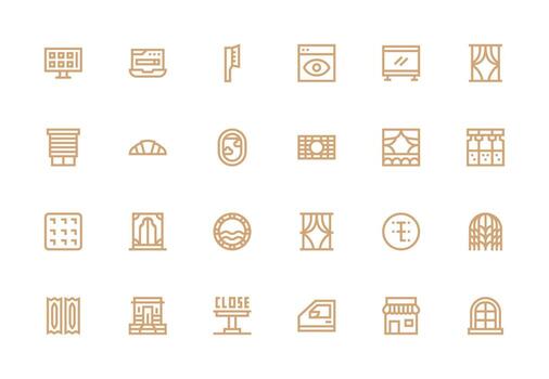 24 Thick Line Line Style Icons from Window Collection Complete Icon Set for Mobile Apps vector