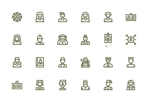 Profile Picture Icon Set with 24 Thick Line Line Graphics Web Icon Collection vector