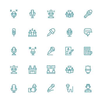 25 Medium Stroke Outline Style Icons from Interview Collection Theme-Based Icon Pack vector