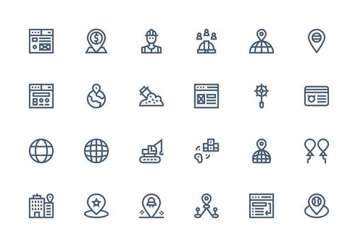 Thick Line Line Icons from Site Set with 24 Vectors Neutral Style Icons for Any Project