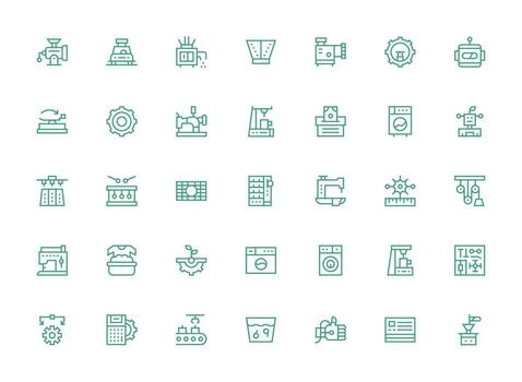 35 Regular Clean Line Icons for Machine Graphics Flat Icon Set vector