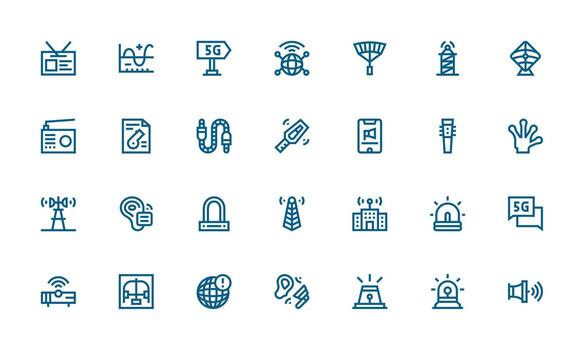 Signal Icon Set with 28 Bold Line Graphics Well-Structured Icons for Creative Use vector
