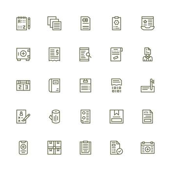 Record Design Icons featuring 25 in Medium Stroke Outline Style UI Icon Set vector