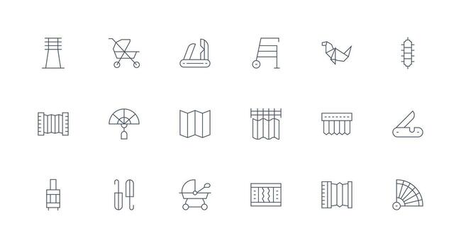 18 Minimal Line Style Icons from Folding Collection Well-Structured Icons for Creative Use vector