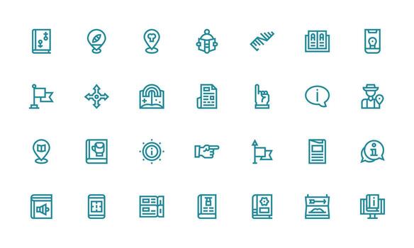 Guide featuring 28 Icons in Bold Line Design Minimal Icon Set for Interface Projects vector