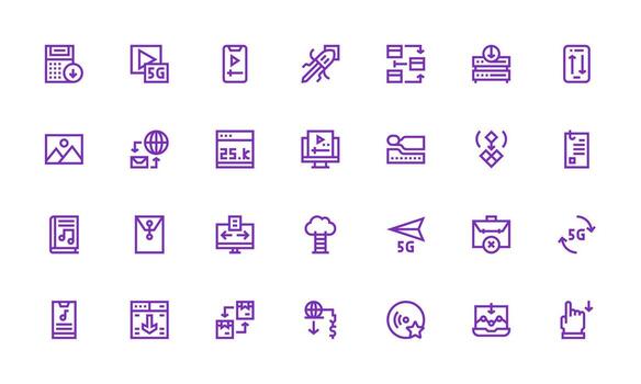 28 negrita línea íconos para descargar gráficos equilibrado icono conjunto para funcional diseño vector