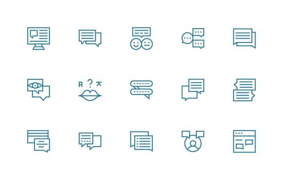 comentarios conjunto con 15 regular línea íconos ligero icono serie vector