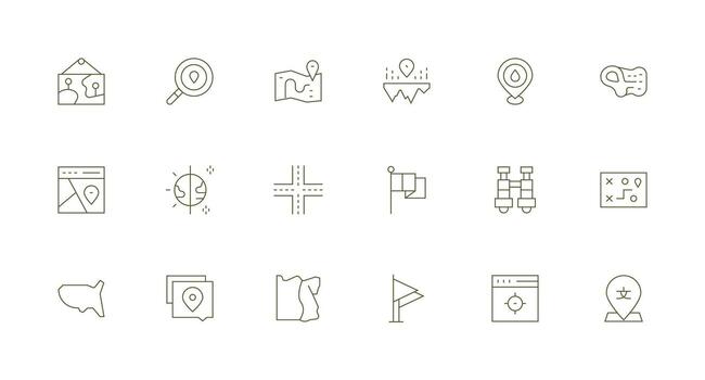 18 Icons for Geographical in Minimal Line Format General Use Icon Pack vector