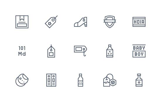 15 Regular Line Icons for Label Graphics General Use Icon Pack vector