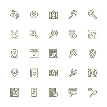 Find Icon Set with 25 Medium Stroke Outline Graphics Basic Icon Series vector