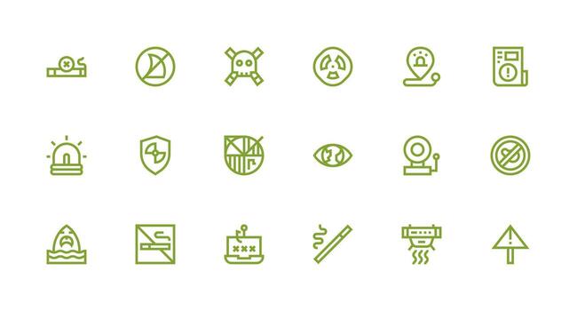 Warning Sign Design Icons featuring 18 in Strong Stroke Line Style Customizable Icon Series for Mobile Screens vector