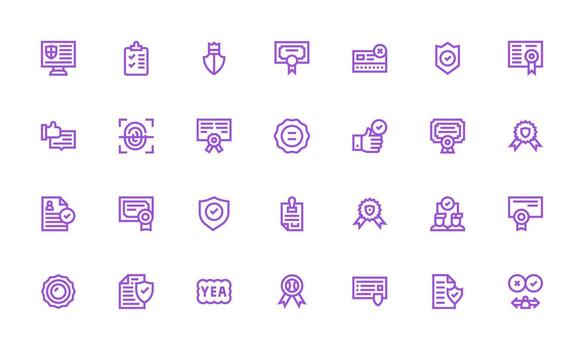 Validation Icon Set with 28 Bold Line Graphics Outline Icon Pack vector