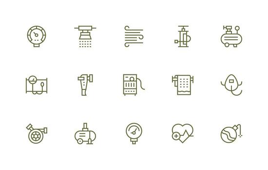 15 Regular Line Icons for Pressure Graphics High-Resolution Icons for Any Platform vector