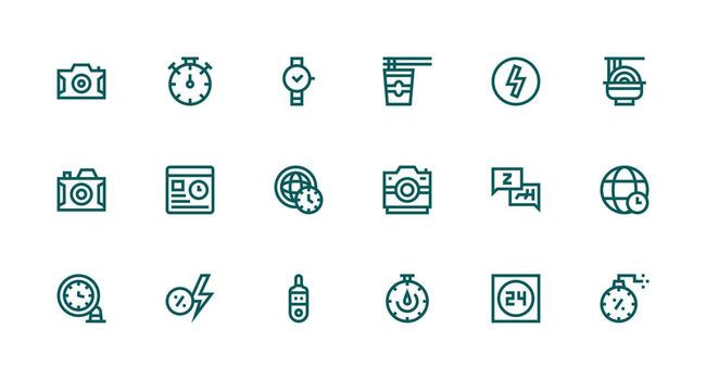 18 Strong Stroke Line Vectors for Instant Theme Complete Icon Bundle for Web Design