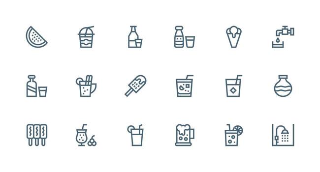 Strong Stroke Line Style Refreshment Icons with 18 Vectors Neatly Designed Icons for Web Platforms
