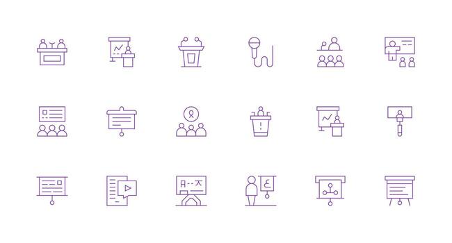 Lecture Icon Set with 18 Minimal Line Graphics Full Icon Library for UI Designers vector
