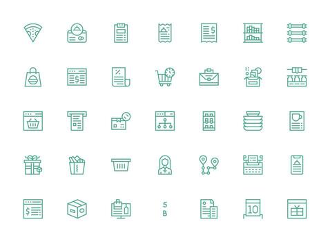 35 Regular Clean Line Icons for Order Graphics Icon Set for Web vector