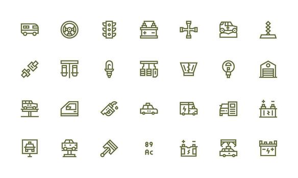 28 Bold Line Icons for Automobile Graphics Essential Icon Set for Teams vector