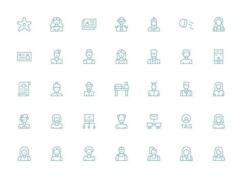 Client Design Icons featuring 35 in Light Line Style Clean Icon Set Icon Pack for UI Projects vector