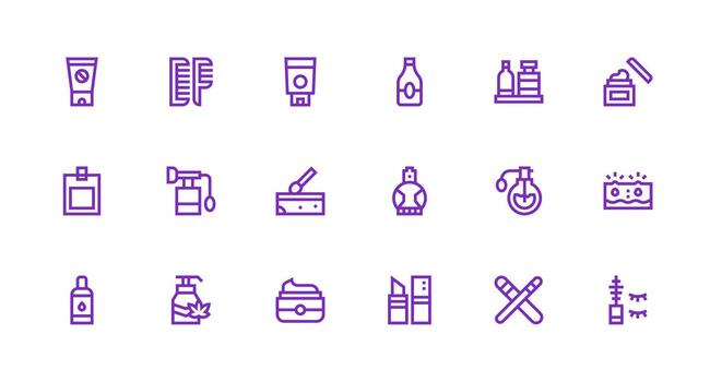 Cosmetics Set with 18 Strong Stroke Line Icons Multi-Purpose Icon Set vector