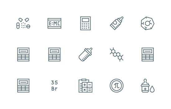 15 regular línea íconos para fórmula gráficos icono conjunto para web vector