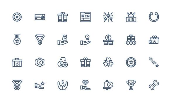 28 Icons for Reward in Bold Line Format Multi-Style Icons for Creative Projects vector