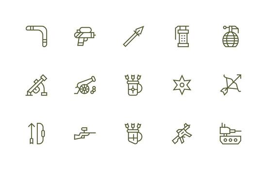 15 Icons for Projectile in Regular Line Format Interface Icon Collection for Daily Projects vector