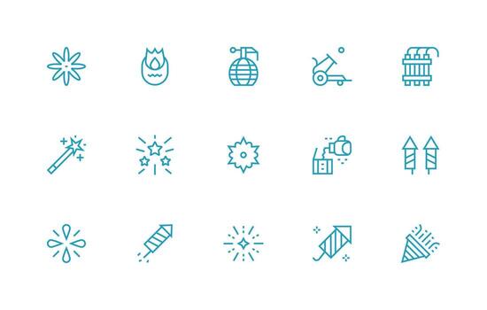 15 Regular Line Icons for Explosion Graphics Basic Icon Series vector