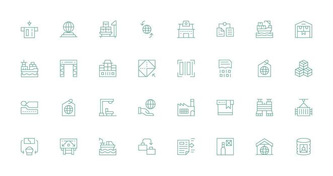 Export Visual Pack containing 32 Thin Line Icons Fully Editable Icon Set for Web vector