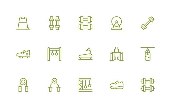Exercise Equipment including 15 Regular Line Illustrations Clean Icon Set Icon Pack for UI Projects vector