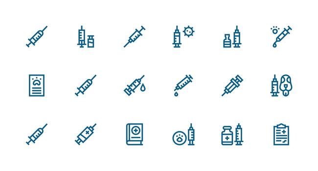 18 Strong Stroke Line Style Icons from Immunization Collection Multi-Style Icons for Creative Projects vector