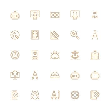 Medium Stroke Outline Icons from Technical Set with 25 Vectors Icon Set for Web