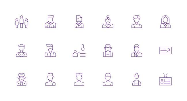 Minimal Line Style Employee Icons with 18 Vectors Customizable Icon Series for Mobile Screens