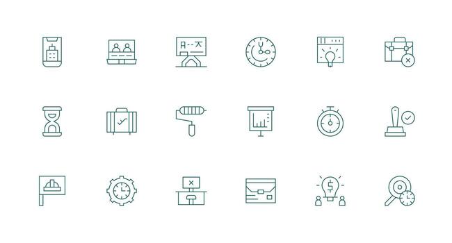 proyecto incluso 18 mínimo línea ilustraciones escalable íconos para todas temas vector