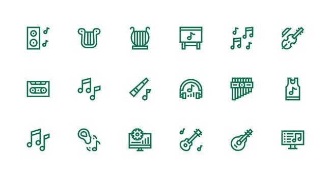 Tune featuring 18 Icons in Strong Stroke Line Design Reliable Icons for All Interfaces vector