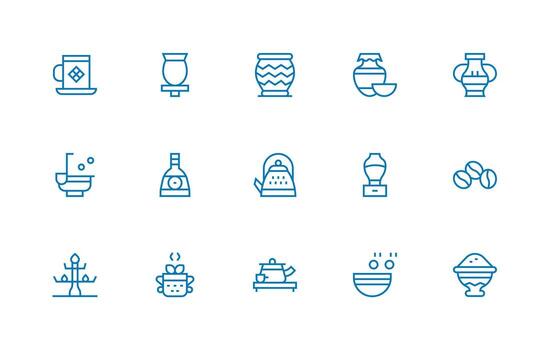Regular Line Icons from Ceramic Set with 15 Vectors Modern Icon Set