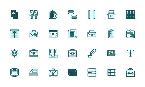 documentos visual paquete conteniendo 28 negrita línea íconos flexible icono sistema para web interfaces vector