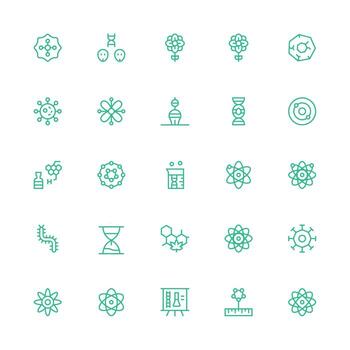 Molecule Icon Collection with 25 Medium Stroke Outline Designs Web and App Icon Pack Collection vector