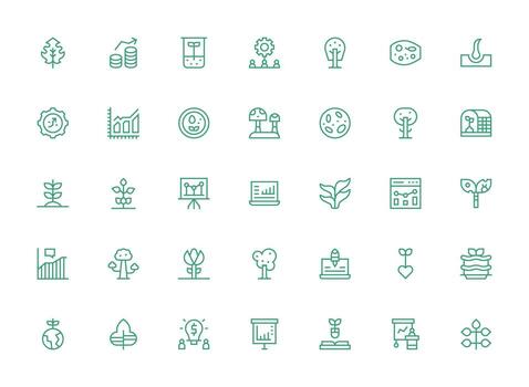 Growth Icon Set with 35 Regular Clean Line Graphics Interface Icon Collection for Daily Projects vector