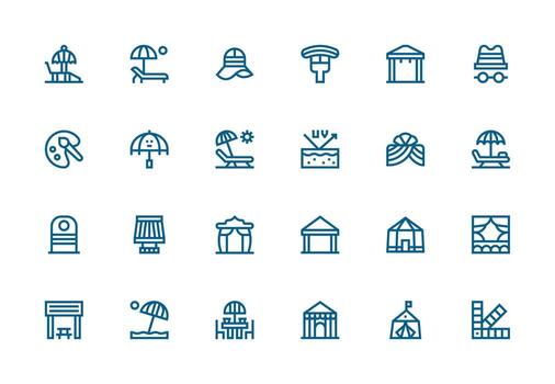Shade Set with 24 Thick Line Line Icons Dashboard Icon Series vector