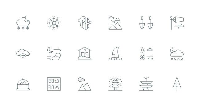 18 mínimo línea estilo íconos desde nieve colección completar icono haz para web diseño vector