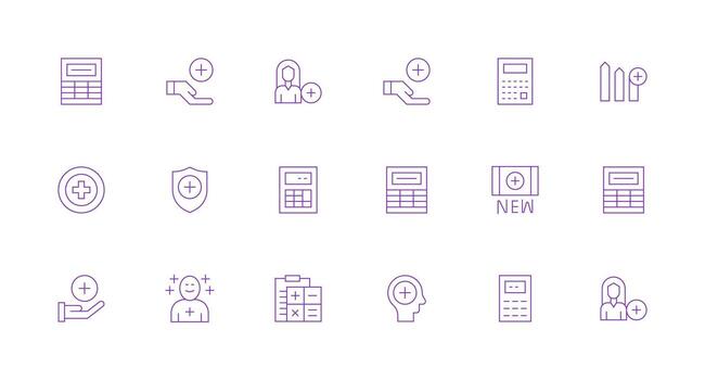 18 Minimal Line Vectors for Addition Theme Multi-Style Icon Collection