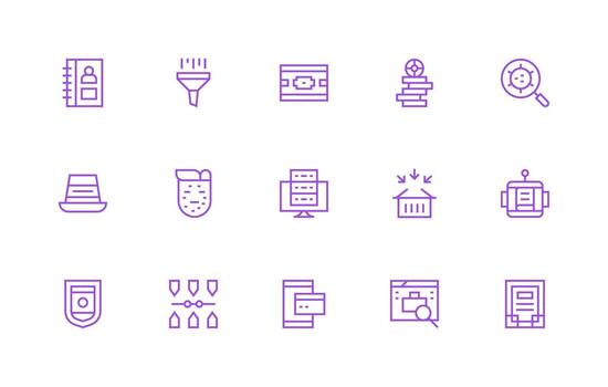 Regular Line Style Database Icons with 15 Vectors Optimized Icon Pack for Digital Products