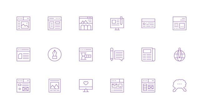 Blog visual paquete conteniendo 18 mínimo línea íconos todas dispositivo compatible icono conjunto vector