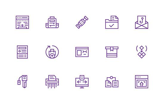 15 Regular Line Icons for Digital File Graphics Scalable Icons for Cross-Platform Interfaces vector