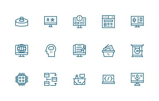 Computer Icon Collection with 15 Regular Line Designs Essential Icons for Rapid UI Building vector