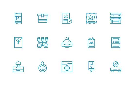 15 regular línea íconos para datos almacenamiento gráficos profesional icono conjunto vector