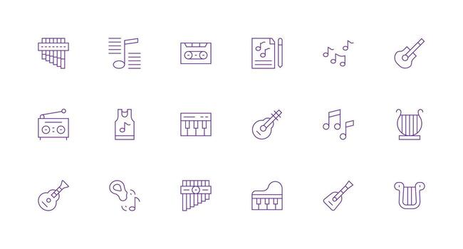 Minimal Line Style Tune Icons with 18 Vectors Professional Icon Set