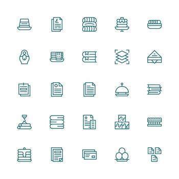 25 Medium Stroke Outline Style Icons from Stack Collection Reusable Icon Set vector