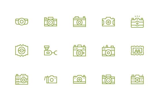 15 Icons for Snapshot in Regular Line Format Flat Icon Set vector